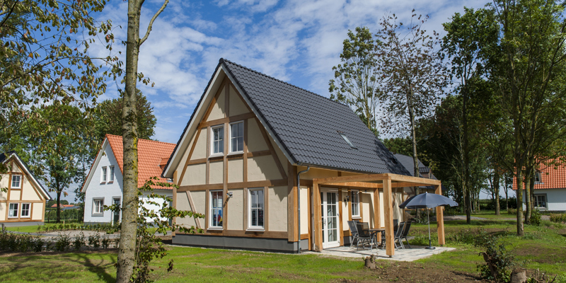 Vakantiehuisje met puntdak in vakantiepark waufsberg van landal. 